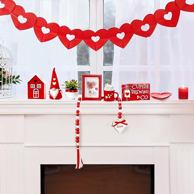 Valentine's Day Decorations 8 PCS Tiered Tray Decor Set, Cute Tabletop Valentine DƩcor for Home Office Shelf Mantel Coffee Bar Romantic Table Centerpieces Tray Objects Decoration Set