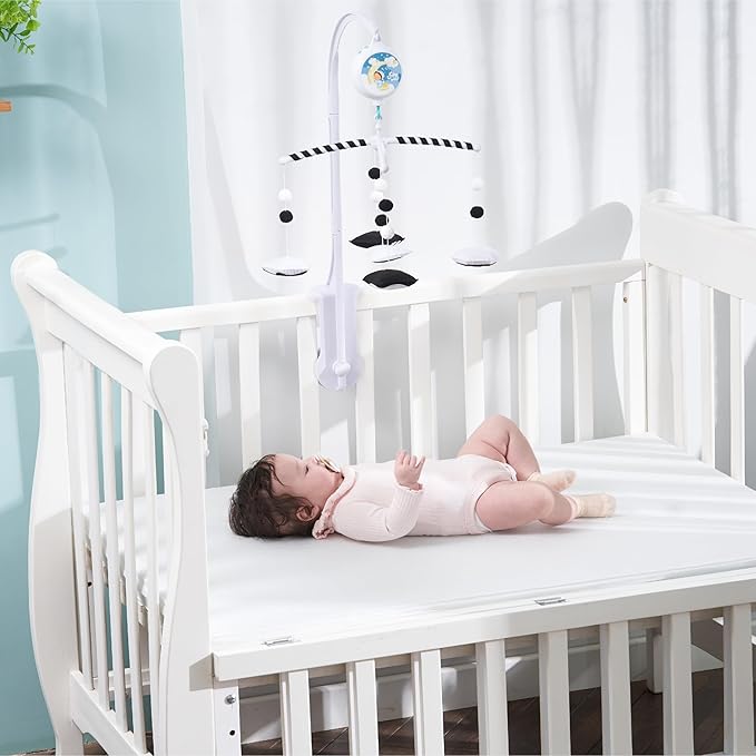 Montessori Mobile Baby for Crib (TINITIGIES) - Black and White Mobile Give Visual Stimulation to Engage Your Newborn - Baby Crib Mobile for Boys & Girls - Baby Mobile for Crib (Geometry)