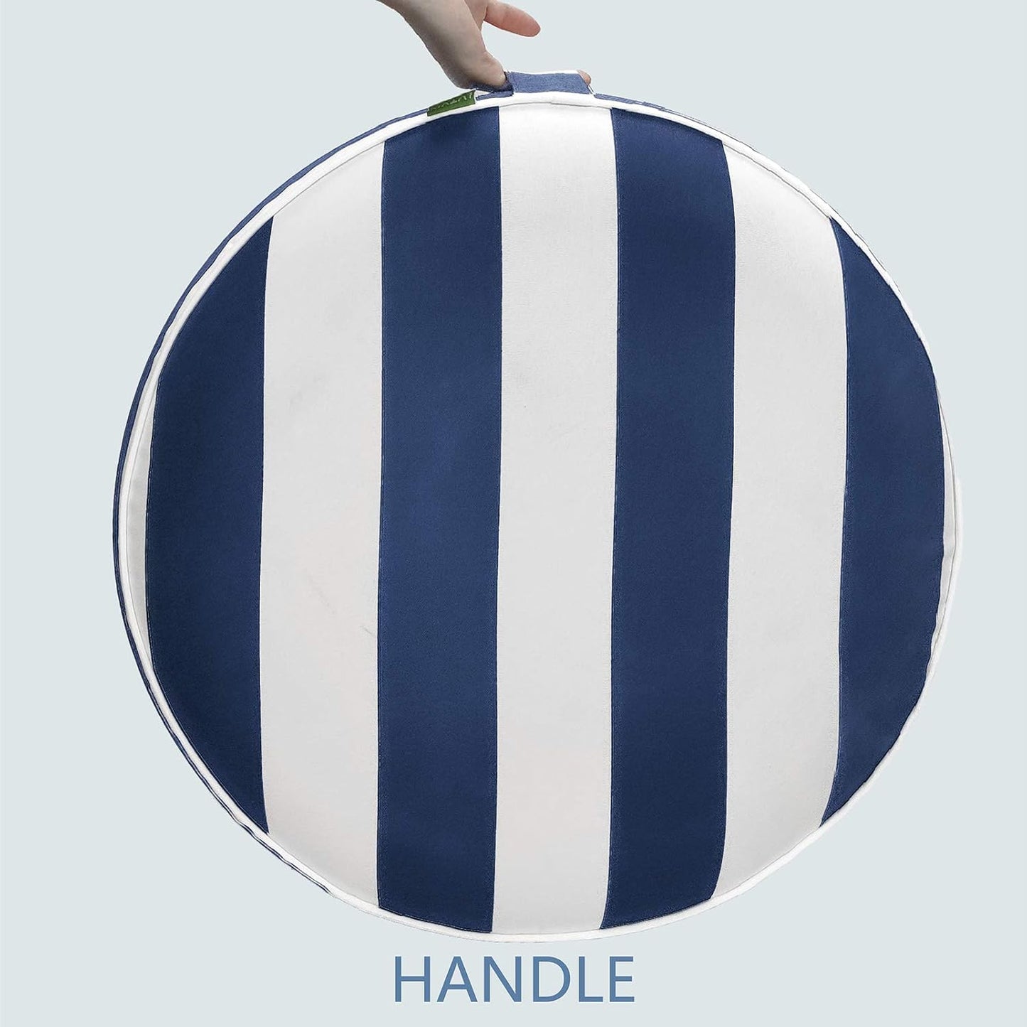 LVTXIII Inflatable Stool Ottoman Footrest with Handle, All Weather Foot Rest, Indoor or Outdoor Use for Home Patio Garden and Camping, D21 x H9, Cabana Navy