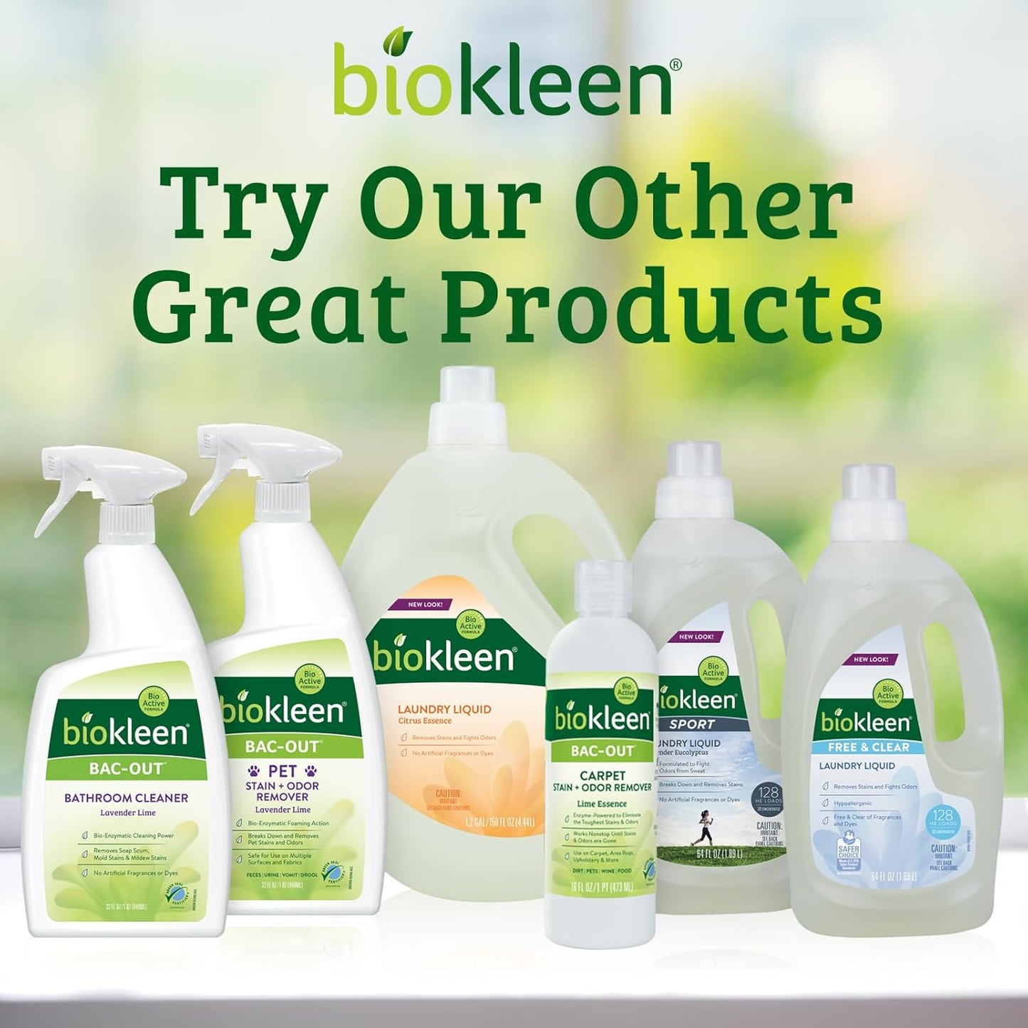 Biokleen Natural Sport 3X Concentrated Laundry Detergent, 300 Loads, Bio Active Formula, Fight Odors, Sweat & Stain Remover, Lavender Eucalyptus Scent