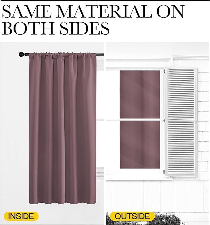 NICETOWN 2 Panels Blackout Curtains, Rod Pocket Thermal Insulated Drapes 84 inches Long, Easy-Care Modern Home Decoration Sunshades for Guest Room, Living Room, Office, 62 x 84 Inch, Dry Rose