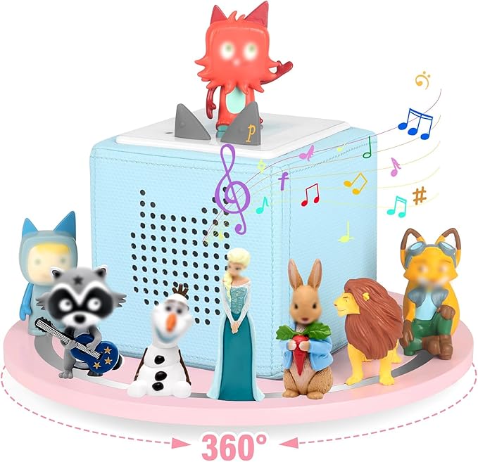 360° Round Turntable for Tonies Box 1/2 Organizer Storage Shelf, Magnetic Stand Holder for Toniebox Player Tonies Figures, Display Collection 10~15 Tonie Box Characters (Pink)