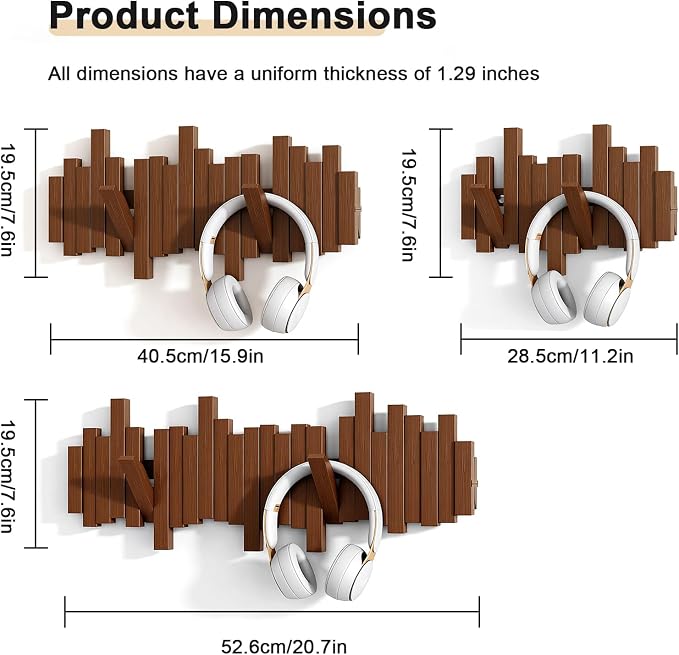 Modern Wooden Coat Rack, key holder wall mount– Handmade Solid Walnut Flip Hook Rack with Hidden Mount, Decorative Entryway Wall Hooks for Coats, Bags & Hats, Space-Saving Design (Black,4Hooks)