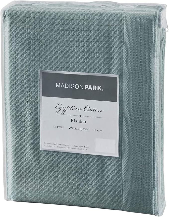 Madison Park 100% Egyptian Cotton Lightweight Summer Blanket, Breathable Waffle Knit Design, Soft Cozy All-Season Throw for Bed, Couch or Sofa, Teal King Size (108"x90")
