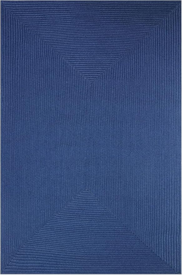 Superior Indoor/ Outdoor Large Area Rug, Reversible Braided Home Floor Decor for Living Room, Kitchen, Entryway, Patio, Front Porch, Deck, Modern, Boho, Farmhouse Style, 4' x 6', Denim Blue