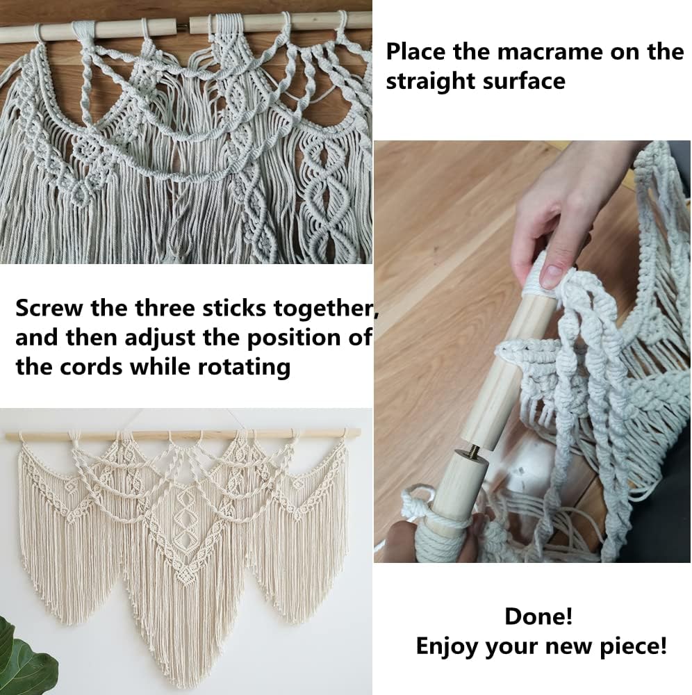 large macrame wall hanging - Boho Tapestry Macrame Wall Decor Art- Chic Bohemian Handmade Woven Tapestry Home Decoration for Bedroom Living Room Apartment Wedding Party - 43"x32" (Beige-fringe)