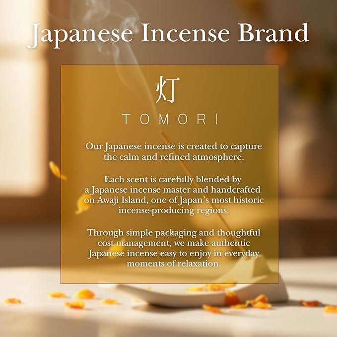 Osmanthus Premium Japanese Incense Sticks 60sticks Coreless Low Smoke Natural Charcoal Free Non Toxic Aromatherapy Meditation Calming Stress Relief Relaxation Yoga TOMORI