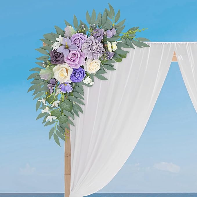 Purple Wedding Arch Flowers Set of 2, Artificial Arch Faux Flower for Centerpieces Party Home Decor, Ceremony Retirement, Birthday, Photo Backdrop Decor (Purple)