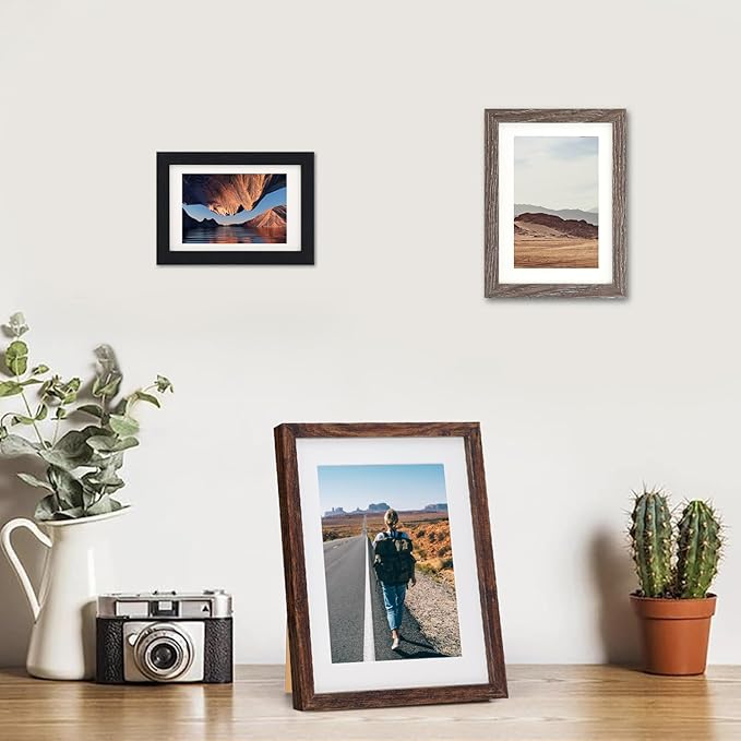 Fixwal Picture Frames Set, Gallery Wall Frame Set Picture Frames Collage 15 Pack for Wall or Tabletop with 8x10 5x7 4x6 Frames, Rustic Picture Frames in 3 Different Finishes