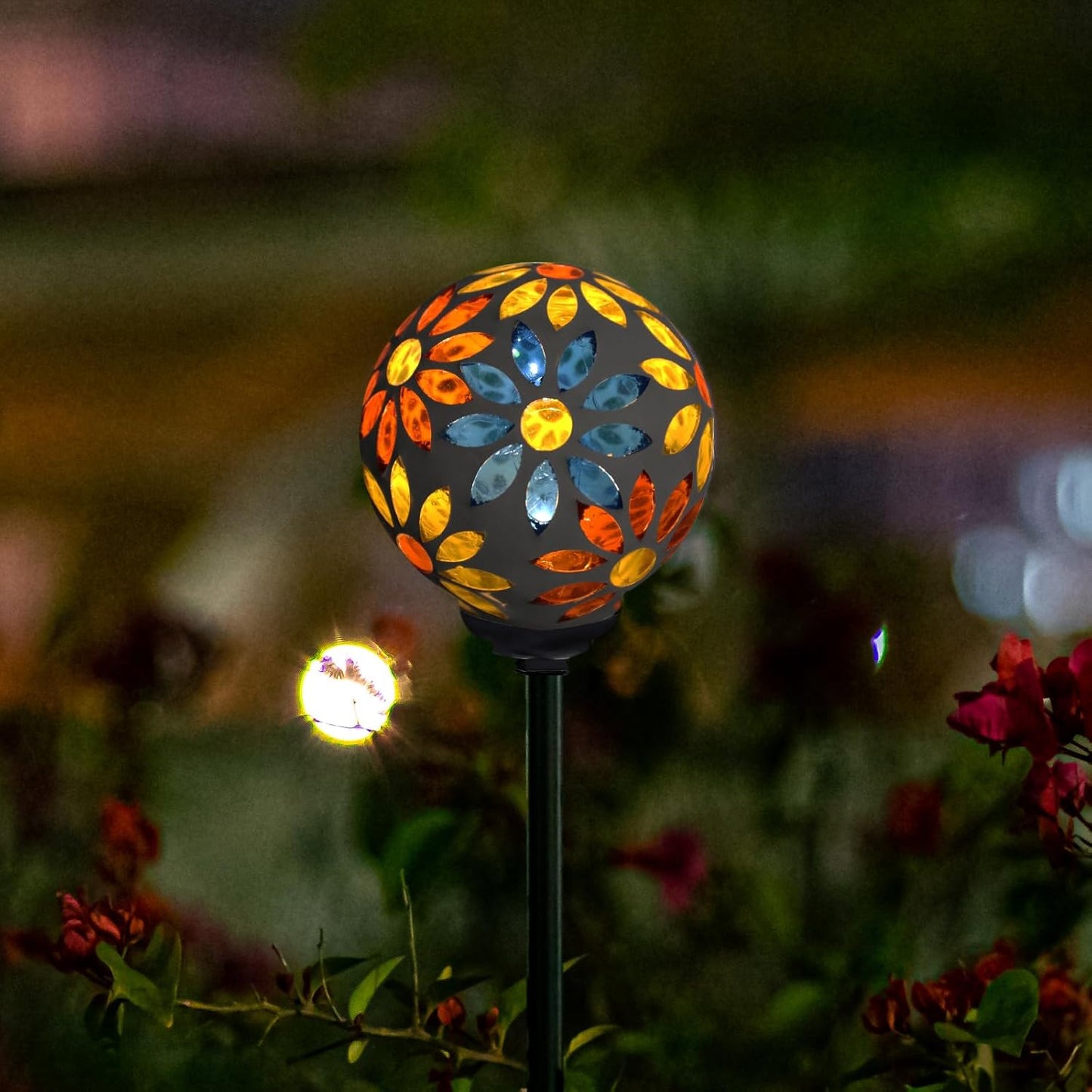 VCUTEKA Solar Garden Lights, Mosaic Solar Lights Outdoor Decor Pathway Light Waterpoof LED Stake Light for Landscape Lawn Patio Yard Decoration, 1 Pack