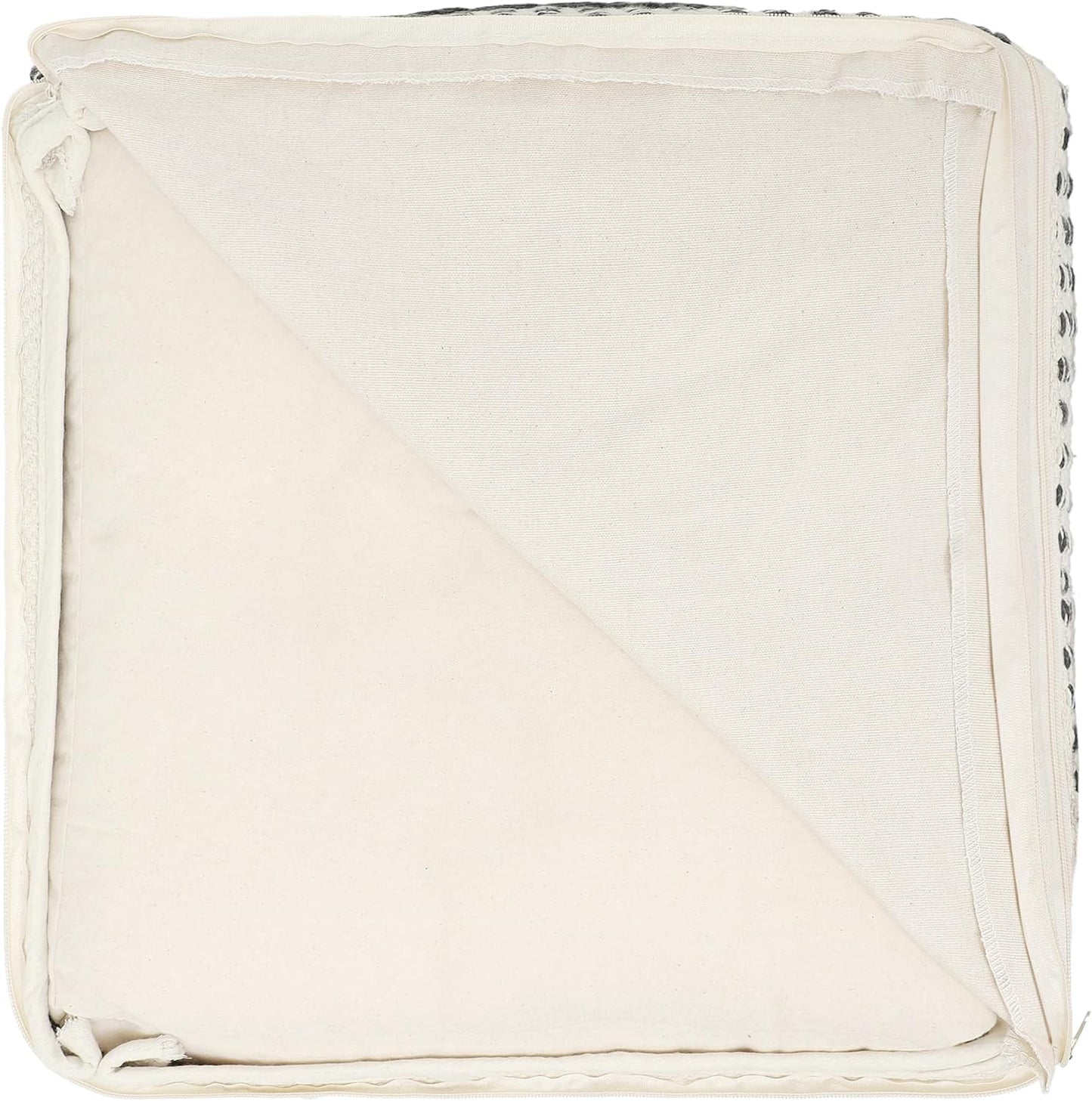 REDEARTH · Tufted Pouf Ottoman with Filler Textured Storage Cube Bean Bag Pouffe Footrest for Living Room, Bedroom, Nursery, Kidsroom; 100% Cotton (17.5"X17.5"X17.5", Geometric Craft Taupe)