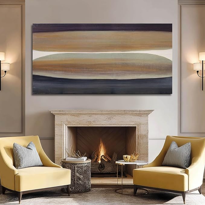 Brown and Black Abstract Wall Art – Large Framed Colorful Canvas Prints for Office, Living Room, or Bedroom Wall Decor, 24" x 48"