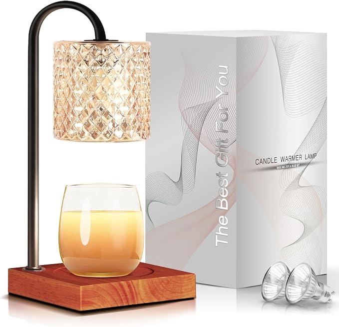 TigQiang Candle Warmer Lamp with Timer Dimmer, Birthday Gifts for Women Mom, House Warming Gifts, Elegant New Home Decor, Wax Warmer for Jar Candles, Heater Lamp for Scented Wax, Amber & Brown