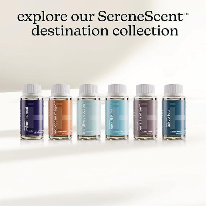Homedics SereneScent Waterless Diffuser Oil Refill — Tokyo Tea (120ml). Clean, Safe, Bright & Refreshing Hotel-Inspired Home Fragrance. Compatible with SereneScent Diffusers. Easy Twist Plug & Play