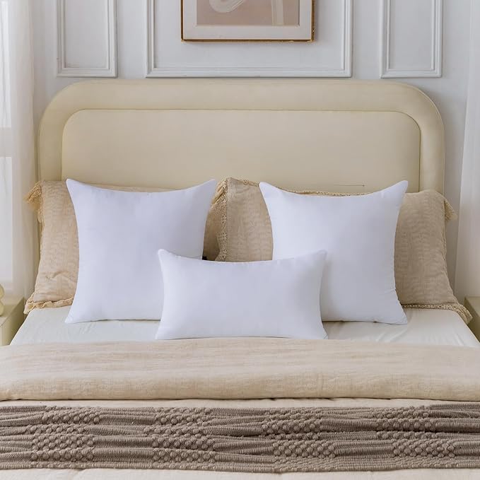 12 x 20 Pillow Insert Set of 4 - Premium Soft and Fluffy Small Lumbar Pillow Sofa Decorative White Rectangle Throw Pillow Inserts Stuffing for Living Room Couch and Bedroom Interior Cushions