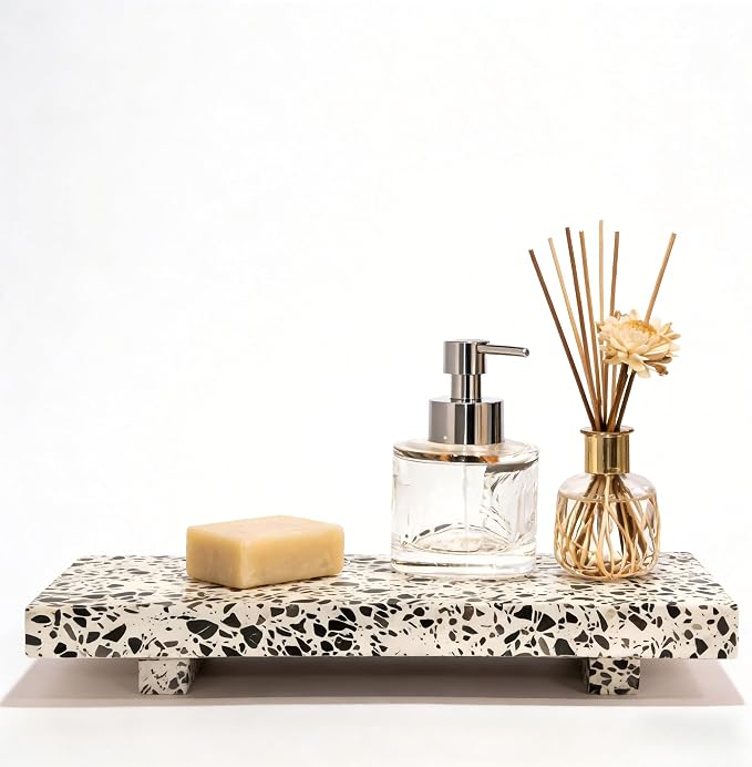 Marble Pedestal Stand, Bathroom Vanity Counter Organizer, Jewelry and Soap Display Stone Tray for Home Decal, Kitchen Sink(Multi Colors)