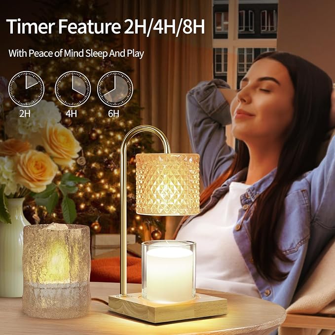 TigQiang 2 Pack Candle Warmer Lamp with Timer Dimmer, Birthday Gifts for Women Mom, House Warming Gifts, Elegant New Home Decor, Wax Warmer for Jar Candles, Heater Lamp for Scented Wax, Amber