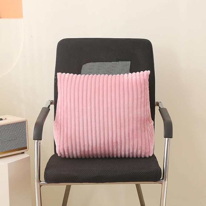 Corduroy Wedge Reading Pillow for Bed, 3 Sizes, 4 Colors for Bed, Sofa, Office Chair (Pink, Small 16 * 14 * 7in)