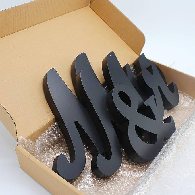 Mr Mrs Sign for Wedding Table, Mr and Mrs Wooden Letters,Large Mr. & Mrs.Party Decoration Items,Head Table Wedding Wood Letter, Anniversary Party Valentine's Day Vintage Decor,Black
