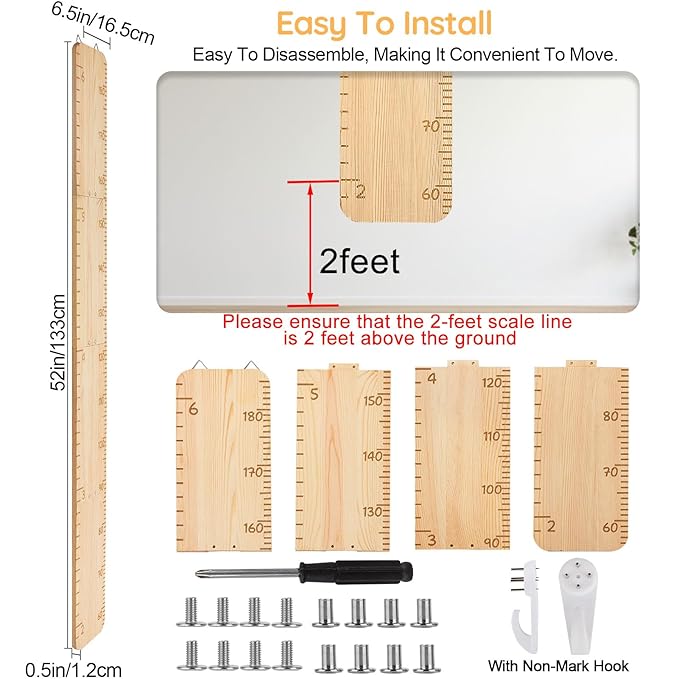 Growth Chart for Wall Wooden Height Chart for Kids Unicorn Castle Height Measurement for Wall Kids Height Wall Chart Kids Room Nursery Wall Decor