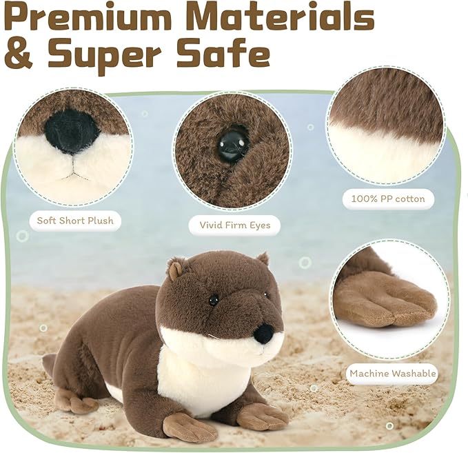 MaoGoLan 4pc River Otter Stuffed Animal with 3 Babies Inside-24in Giant Lifelike Soft Otter Plush Toys-Cuddly Wildlife Stuffed Animal for Kids