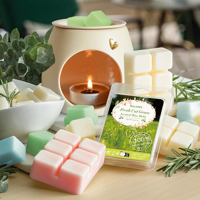 SALKING Spring Scented Wax Melts, Soy Wax Melts Gift Set, Wax Cubes/Tarts for Warmer - Cherry Blossom, Gardenia, Rose Geranium, After Rain, Fresh Cut Grass, Sweet Pea, Bamboo, Earth, 8x2.6 oz