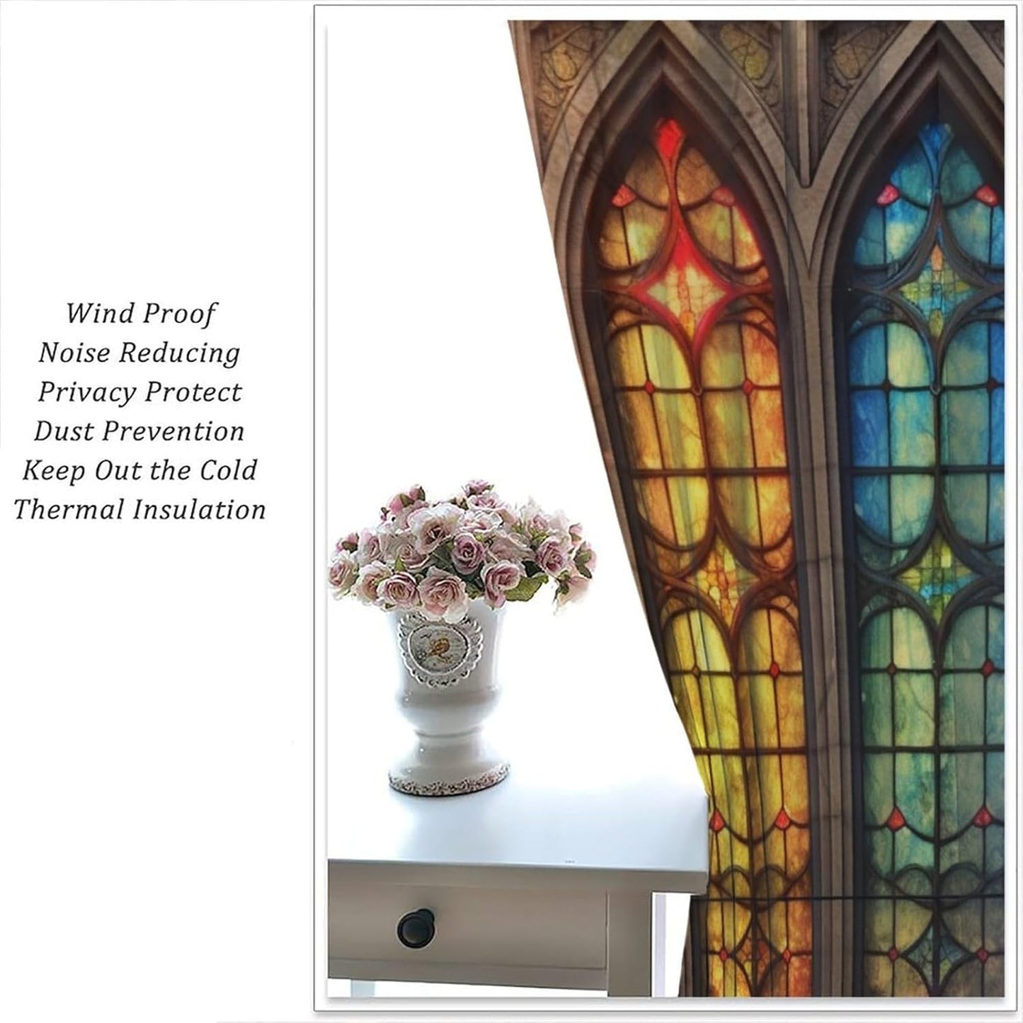 Stained Glass Curtains,Mid Century Vintage Style Abstract Art Home Decor Drapes for Bedroom Living Room Kitchen Window Treatment 2 Panels Set Total Size 42" W X 54" L Inch