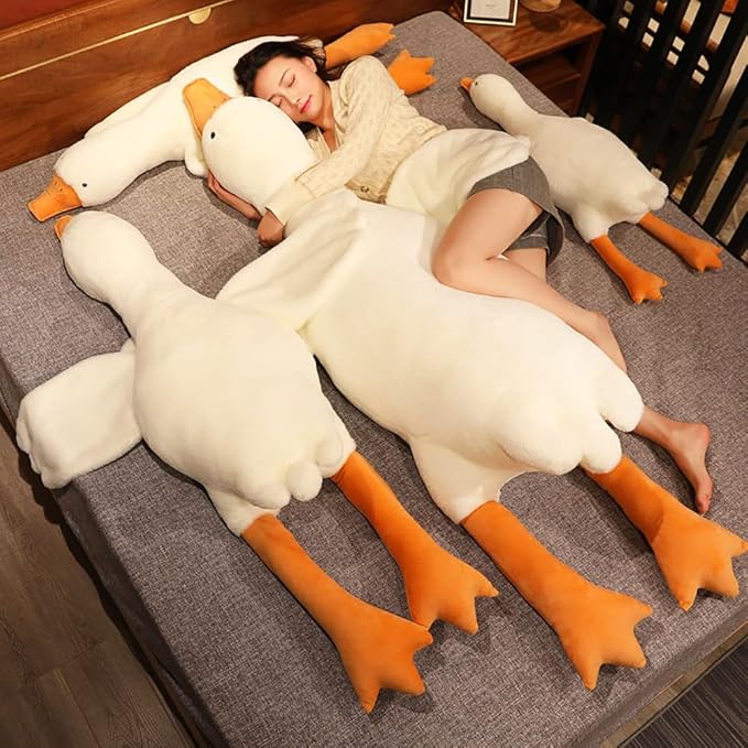 Srutirbo Giant White Goose Plush-63 in Soft Furry Swan Stuffed Animal Pillow,Huge Goose Plush Hugging Pillow Gifts for Every Age (63 in)