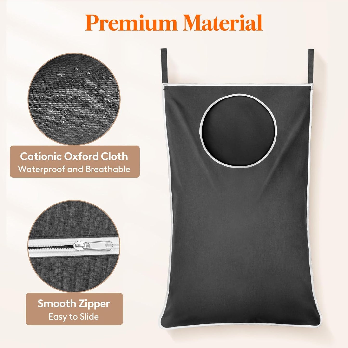 Lifewit Over Door Laundry Hamper, Large Collapsible Hanging Laundry Hamper, Hanging Laundry Basket Bag for Bathroom Bedroom Dirty Clothes Storage Organizer, Dark Gray