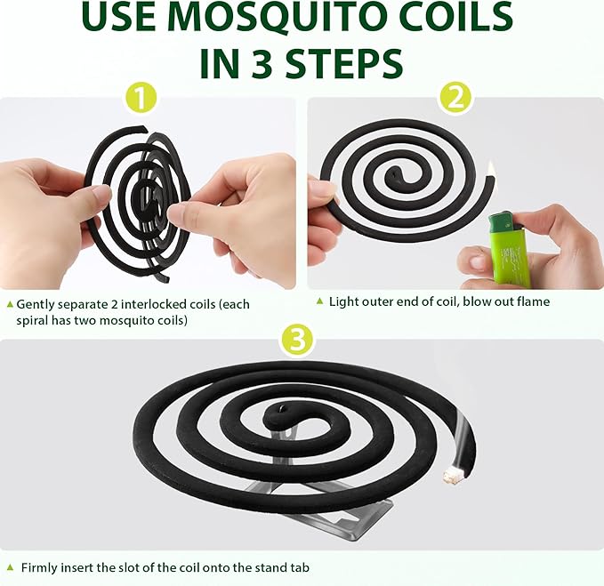 KICKOUTOR® Mosquito Repellent Coils, Each DEET Free Citronella Incense Burns for 5-7 Hours, Keep Flying Bugs Away from Outdoor Patio Camping Backyard Room (20 Coils & 4 Stands)