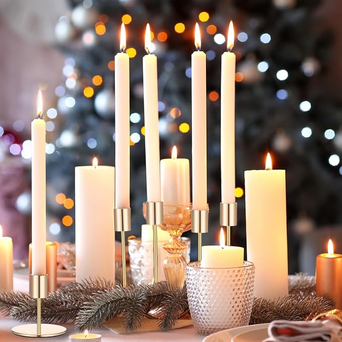 Sieral Candle Holders Bulk Taper Candlesticks Holders Set Modern Decorative Metal Candelabras for Wedding Anniversary Home Dinning Table Centerpiece Xmas Party Decor(Gold,36 Pcs)