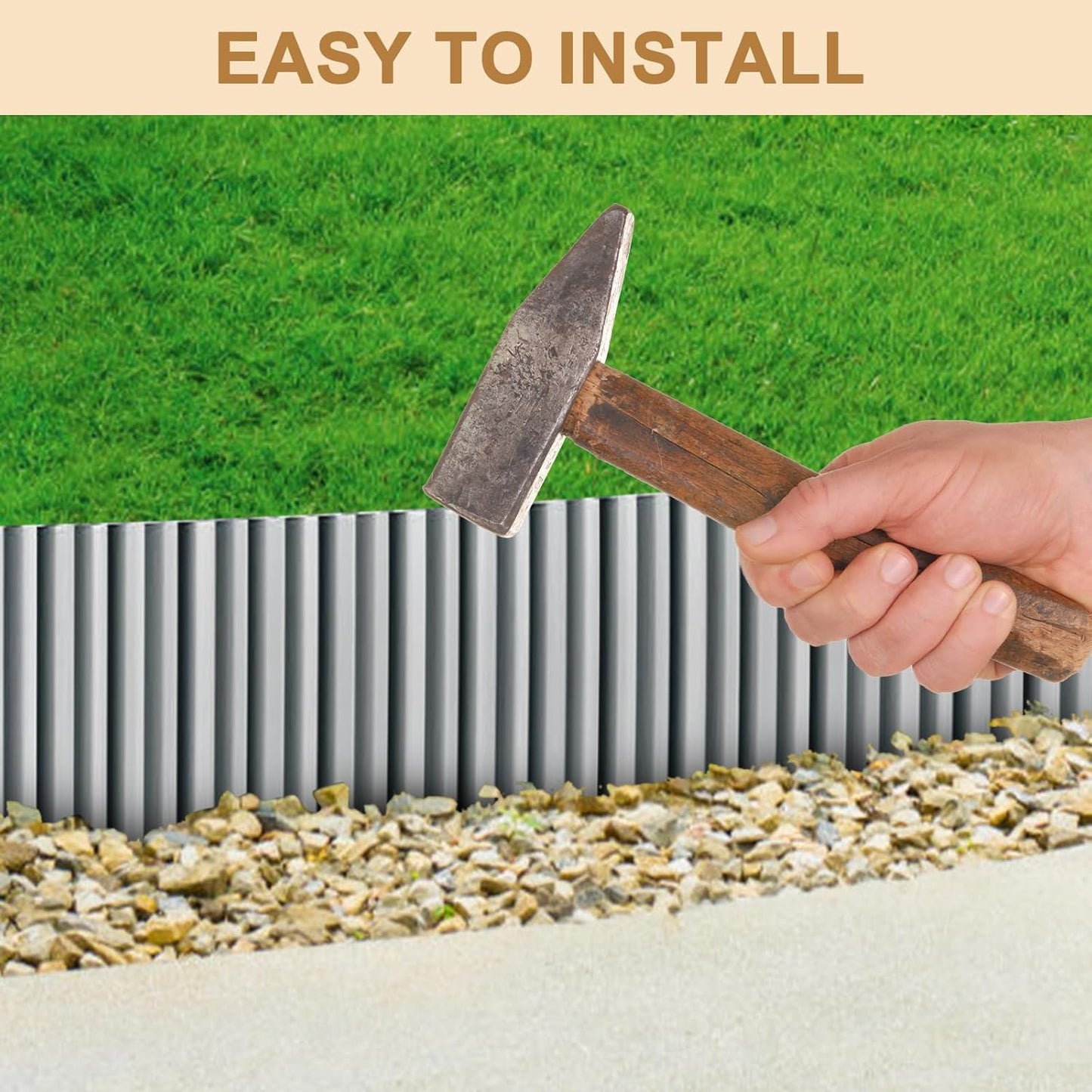 Garden Edging, Corrugated Garden Edging Border Metal Landscaping Edging Border Suitable for Flower Bed and Lawn Edging (6 Inch x 20 FT, Silver)