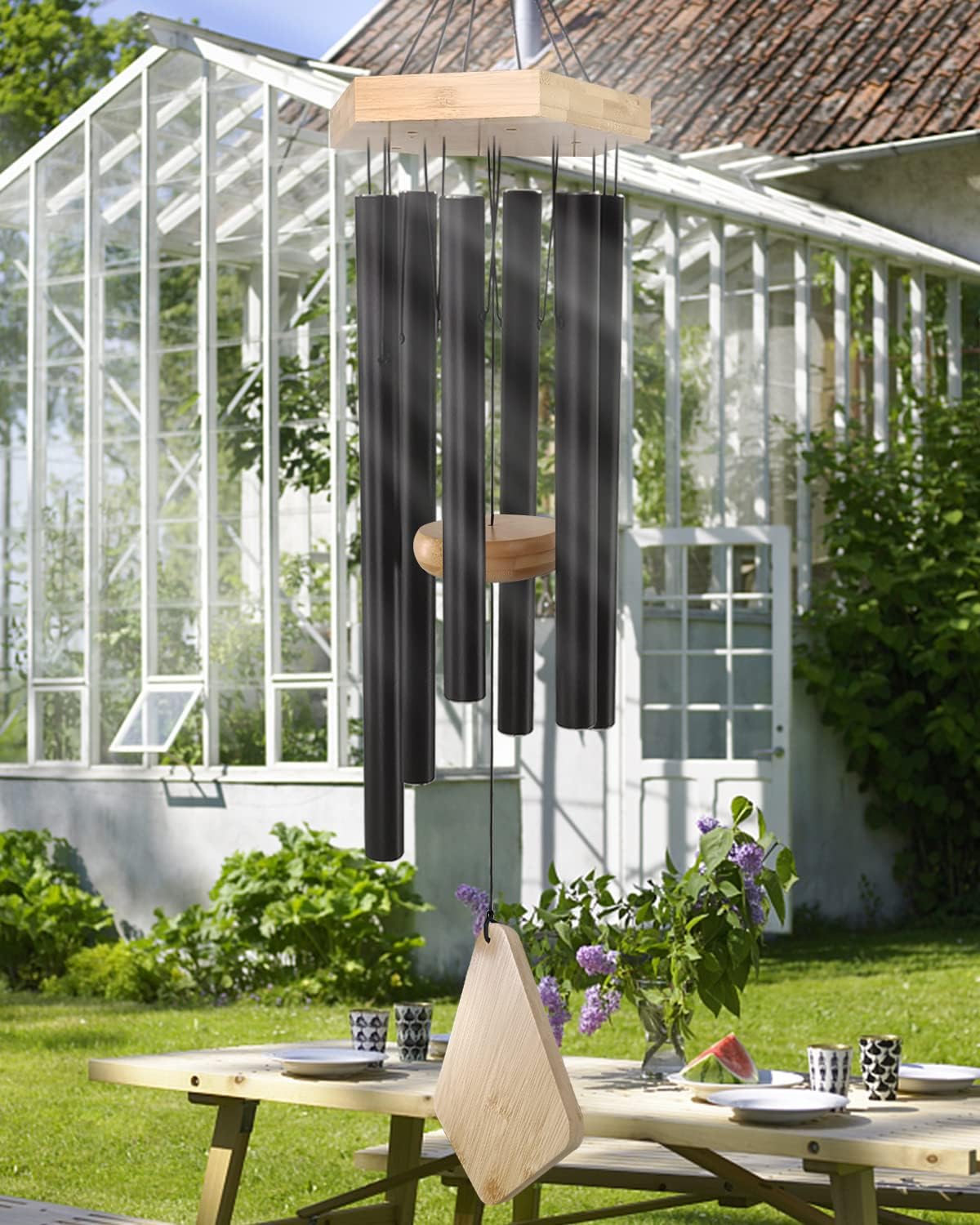 Wind Chimes Outdoor Deep Tone, 30 Inches Wind Chimes Outdoor, Memorial Wind Chimes with Hook as Gifts for Mother's Day/Housewarming/Christmas, Patio, Garden, Yard, Home Décor. Black