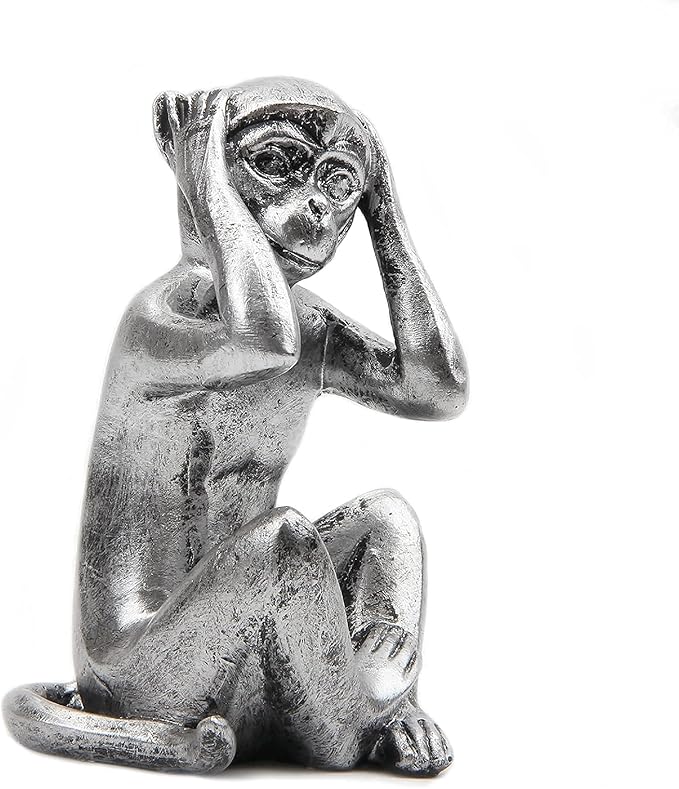 3 wise monkeys statue - hear no evil see no evil speak no evil monkeys statue for home decorations,monkeys figurines home decor accents,see no evil figurines monkey statues set of 3 silver color