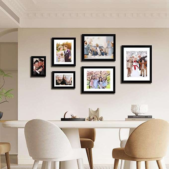FIXSMITH 8.5x11 Picture Frame, Black Photo Frame with HD Plexiglass, Display Pictures 6x8 with Mat or 8.5x11 Without Mat, Picture Frames Collage for Tabletop or Wall Display, 1 Pack