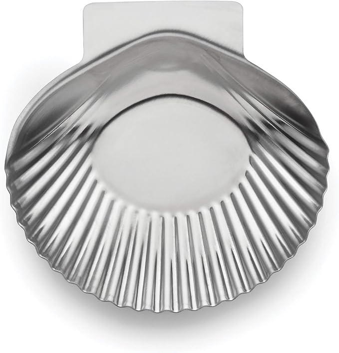 Outset Grillable Shells, All Purpose Grillable Stainless Steel Sea Shells, Set of 12