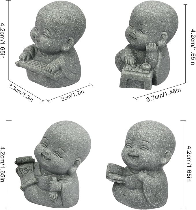 Buddha Statue for Home Decor - 2 Inch Sandstone Figurines for Spiritual Decor, Feng Shui, Zen Garden, Car Dashboard, Office Desk, Home & Garden Decor with Blessing Amulet