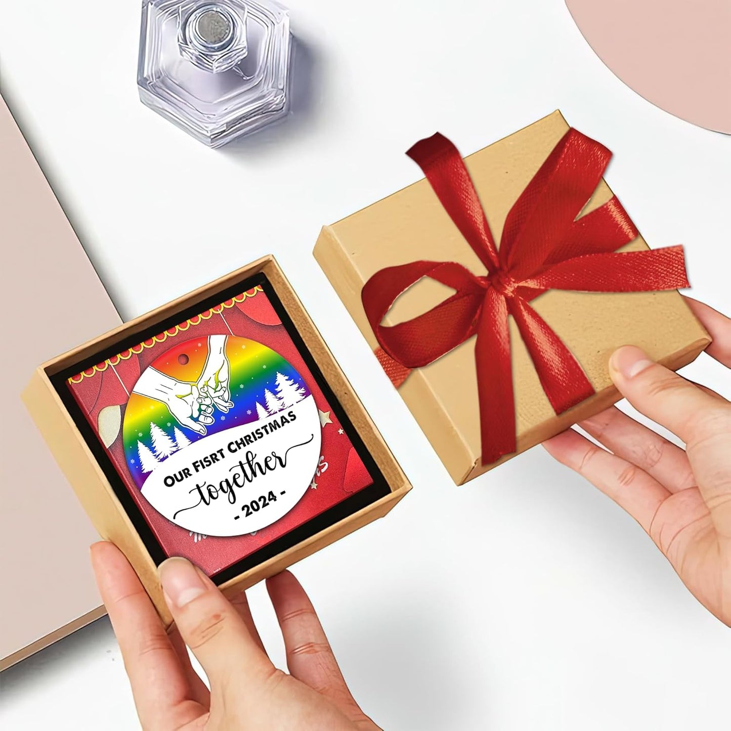 LGBT Ornaments Christmas 2024 - Our First LGBT Ornament, Christmas Together Gift, 1st Xmas Together Keepsake Ornament 2024