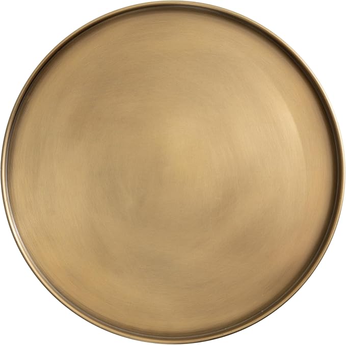 Kate and Laurel Tira Elegant Round Side Table, 14 x 24, Brass and Black, Modern Glam Circle End Table for Use as Bedroom Nightstand or Living Room Table Option