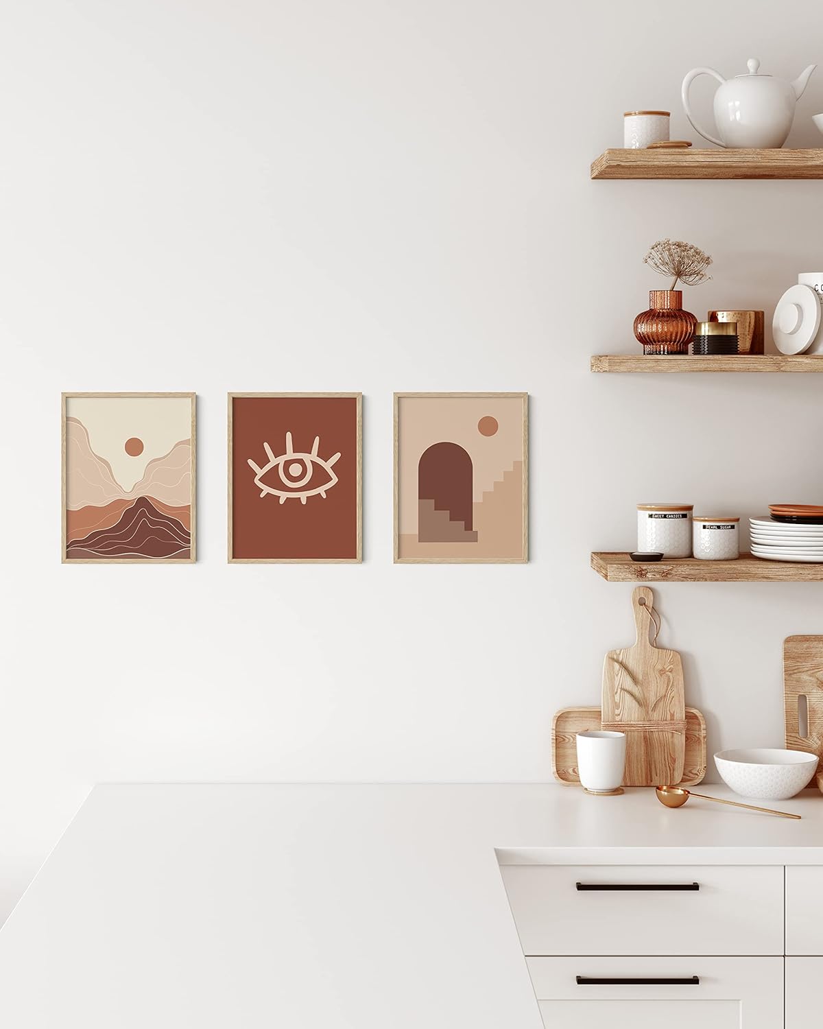 HAUS AND HUES Set of 3 Pennsylvania Oak Wood Picture Frames, 8.5x11 in, Beige, Minimalist Style, Shatterproof Plexiglass, Wall Mount, 3 Count