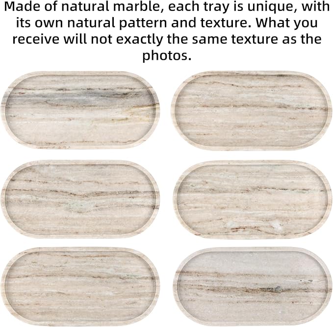 Oval Marble Bathroom Vanity Tray, Natural Luxury Marble Home Kitchen Bathroom Table Tray, Stone Decorative Countertop Tray for Coffee Perfume Jewelry (Viva Jade, 12" x 6" x 0.8")