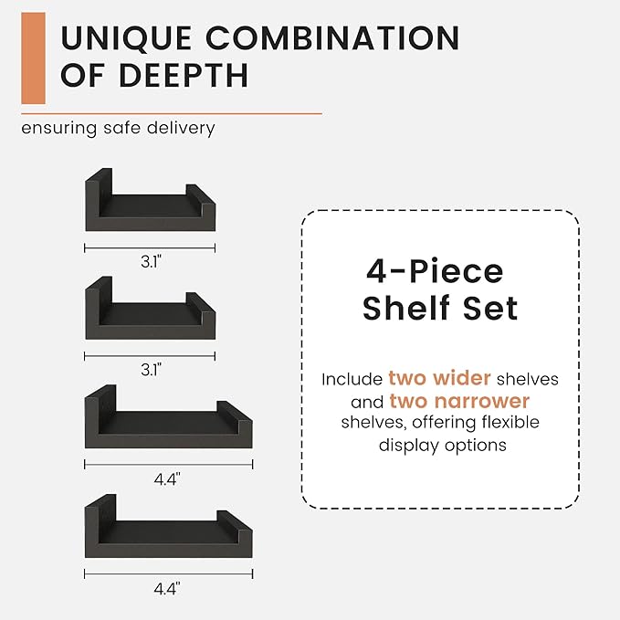 FLYJOE Floating Picture Ledge Shelves for Wall Set of 4, 72 Inch Wall Shelves with Lip Long Large Nursery Book Shelf for Toys Storage Kids Bookshelf Wall Mounted Living Room Bedroom Decor Frames