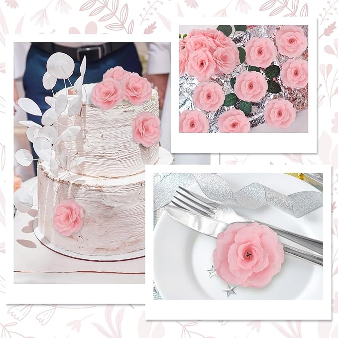 LELEE 108pcs Roses Head Flowers with Stem - Pink Artificial Flowers Rose Bulk - Silk Rose Fake Flower for Wedding Bouquet Valentine's Party Decor DIY Bridal Shower Centerpieces