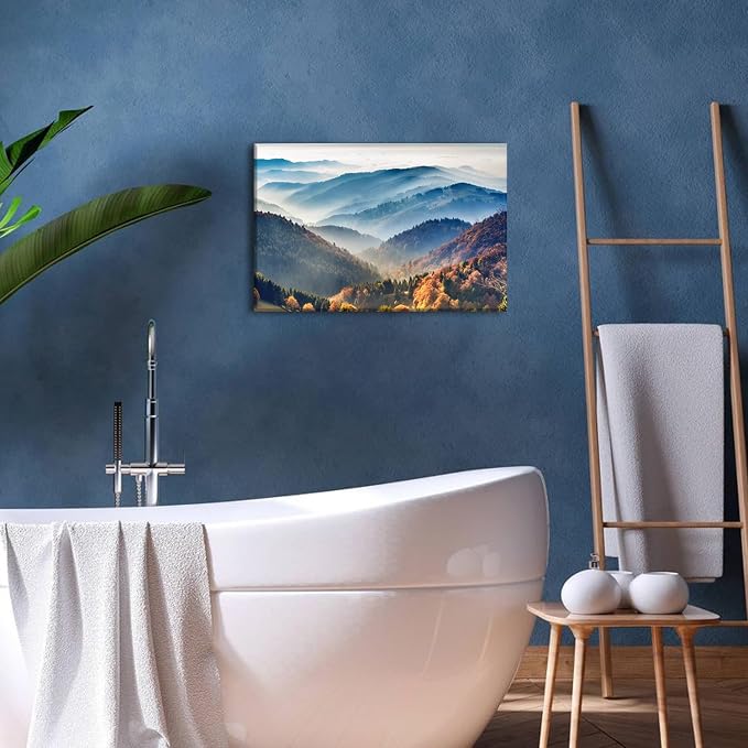 Great Smoky Mountains Canvas Wall Art Nature Landscape Pictures Wall Decor for Living Room Foggy Forest Scenery Prints Poster Tennessee North Carolina Scenic Painting Artwork Home Decorations 16x24”