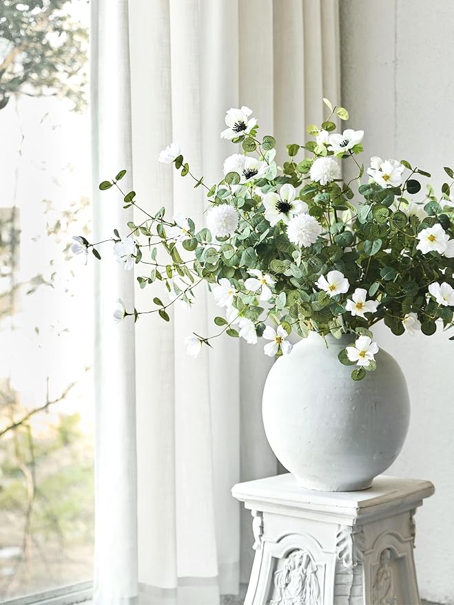 MISSPIN Artificial Flowers with Greenery Stems Faux Plants Indoor Branches for Tall Vase Ultra-Realistic, 14 Pcs Wedding Centerpieces, Home Decor & DIY Bouquets