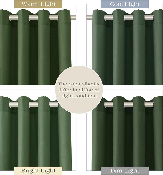 Extra Long Olive Green Linen Curtains 102 Inches Length for Living Room 2 Panels Set Grommet Top Sunlight Filtering Semi Sheer Curtain Linen Blend Soft Drapery for Dining Room Windows 52x102