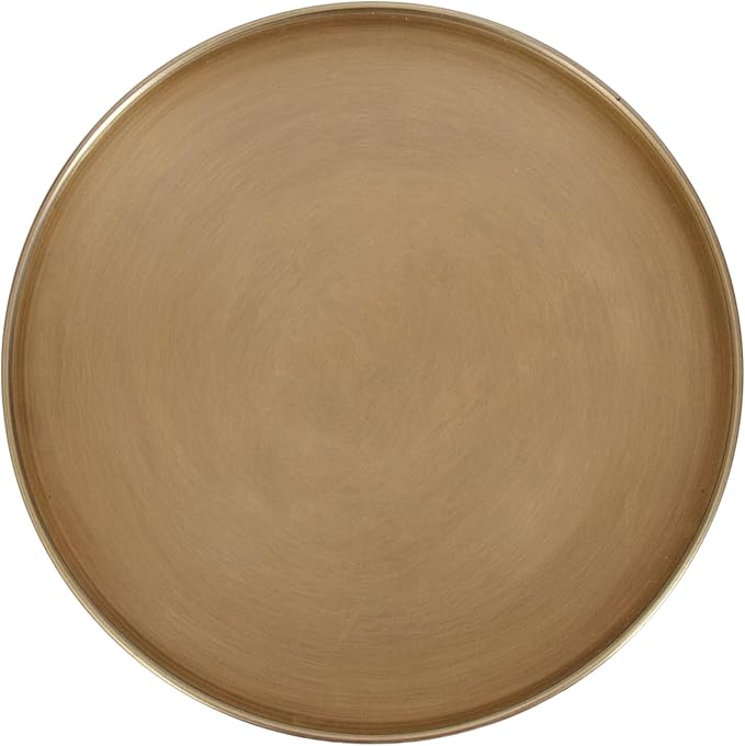 Kate and Laurel Tira Elegant Round Drink Table, 10 x 22, Antique Brass and Black, Vintage Glam Circle Martini Table for Use as a Small Bedroom Nightstand or Living Room Plant Stand Option