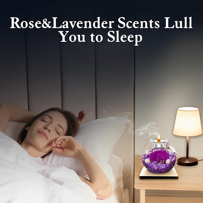 Mothers Day Rose Gifts for Mom Birthday Gift for Women Preserved Rose in Glass Dome with 2 Fragrances Eternal Purple Roses Forever Flowers for Delivery Mothers Day Flower Gifts for Mom Grandma Wife