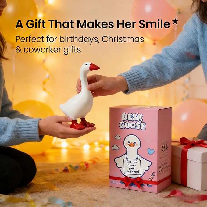 Desk Goose 7 Inches Desktop Goose Statue with Magnetic Beak, Funny Office Decor & Cute Home Desk Decoration Gift for Women