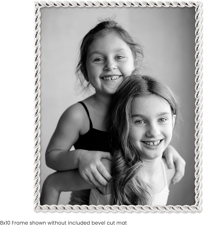 Lawrence Frames Silver Metal Rope 8x10 Matted for 5x7 Picture Frame (710080)